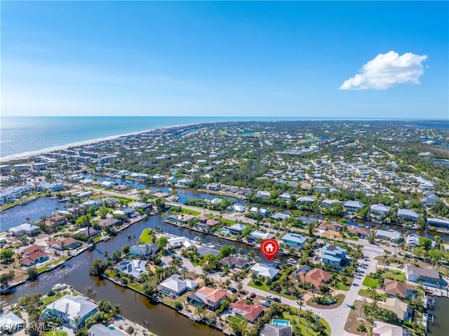 bird's eye view featuring a water view