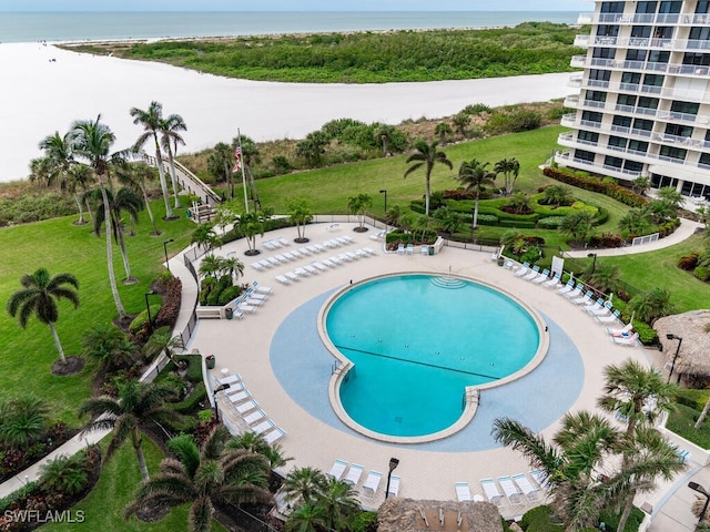 260 Seaview Ct Unit 803, Marco Island, FL 34145 - view of swimming pool with a water view