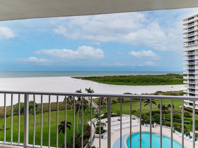 260 Seaview Ct Unit 803, Marco Island, FL 34145 - balcony featuring a beach view and a water view