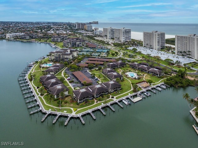 260 Seaview Ct Unit 803, Marco Island, FL 34145 - aerial view with a view of city and a water view