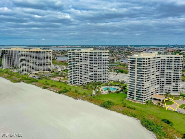 260 Seaview Ct Unit 803, Marco Island, FL 34145 - drone / aerial view with a view of city and a water view