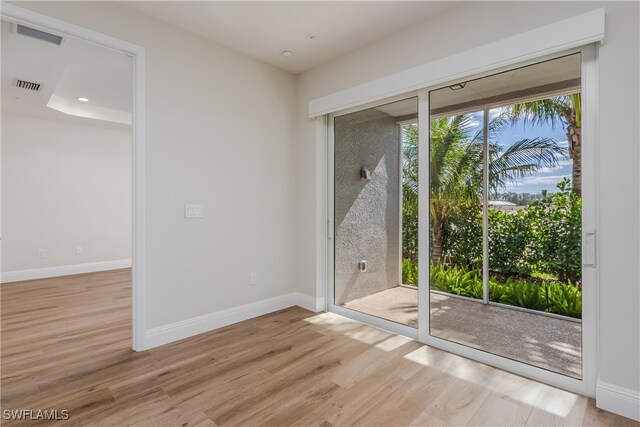 doorway featuring light hardwood / wood-style floors