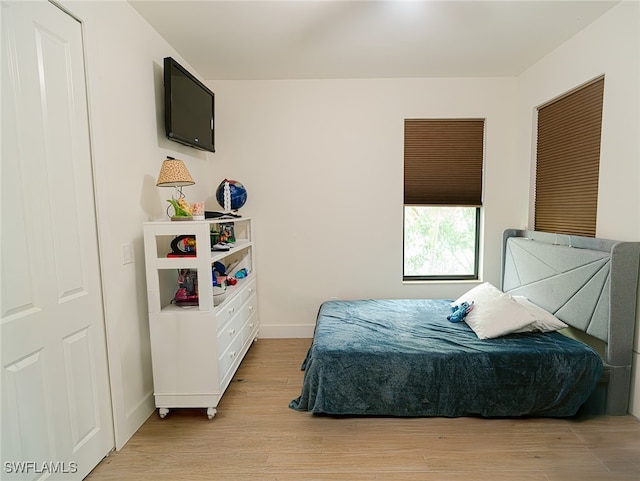 bedroom with wood-type flooring