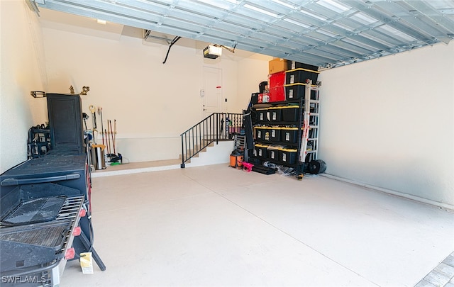 garage with a garage door opener