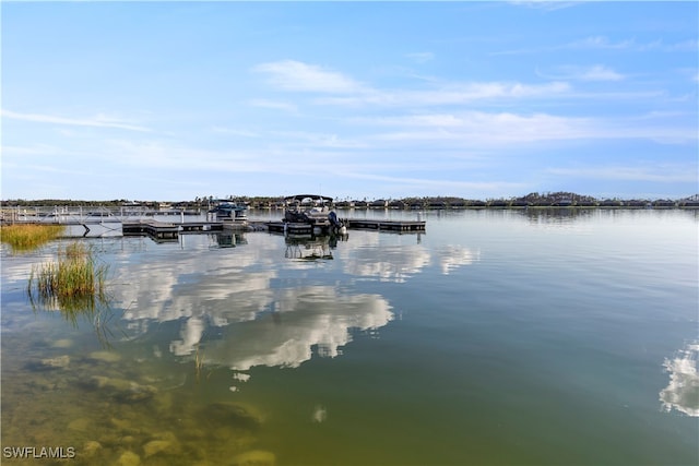 property view of water with a boat dock