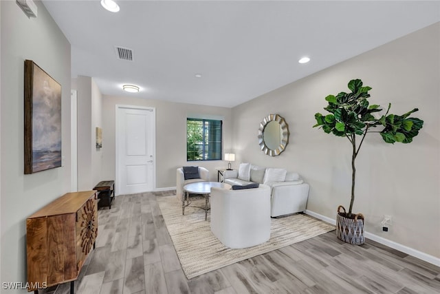 living room featuring light hardwood / wood-style flooring