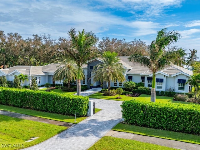 view of front of home featuring a front yard