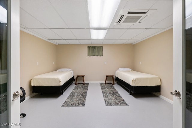 bedroom with concrete flooring