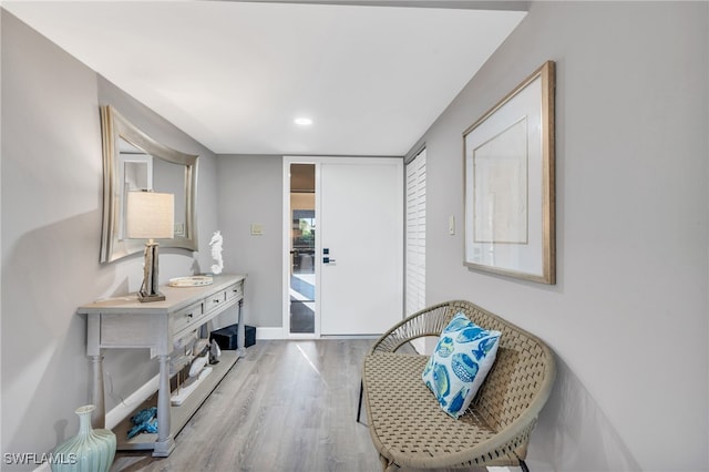 living area featuring light wood-type flooring