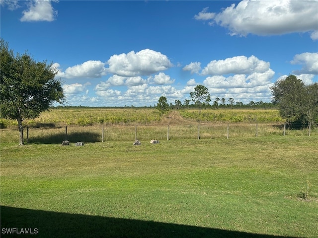 view of yard with a rural view