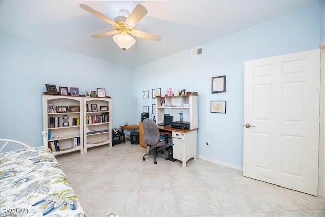 bedroom featuring ceiling fan