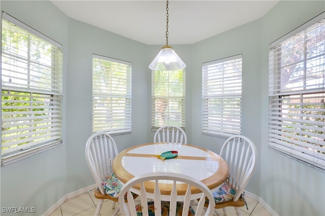 tiled dining area with a healthy amount of sunlight