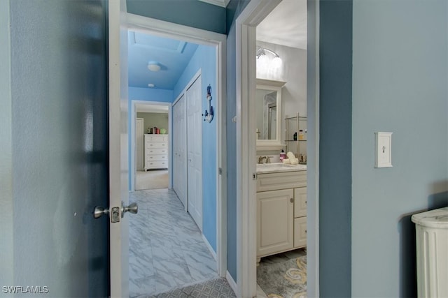 hallway with sink