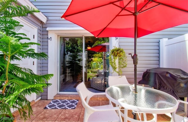 view of patio / terrace featuring a grill