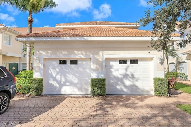 exterior space with a garage