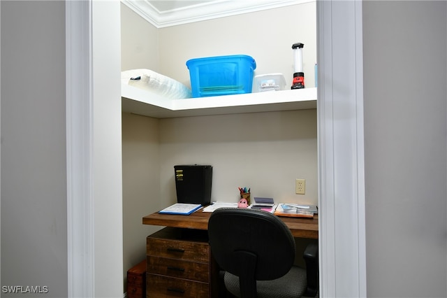 home office featuring ornamental molding