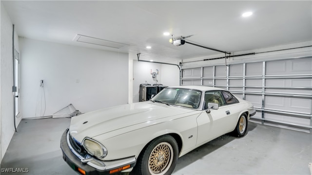 garage with a garage door opener