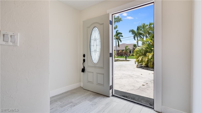 entrance foyer with light hardwood / wood-style flooring