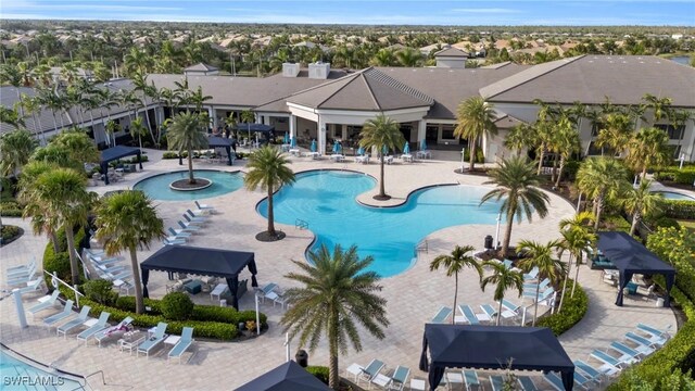 view of swimming pool with a gazebo