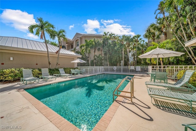 view of pool featuring a patio