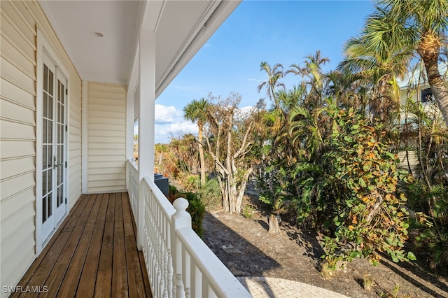 balcony with french doors and central AC