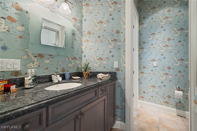 bathroom featuring vanity and tile patterned floors