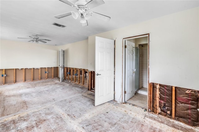 spare room with ceiling fan