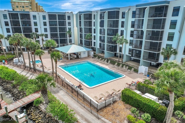 view of pool featuring a patio area