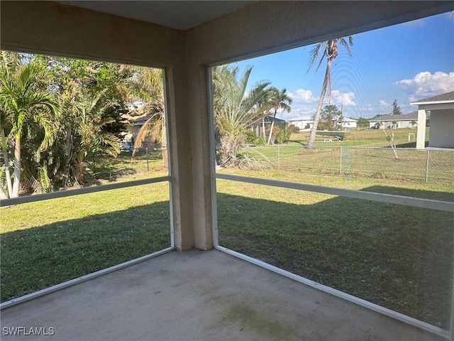 view of unfurnished sunroom