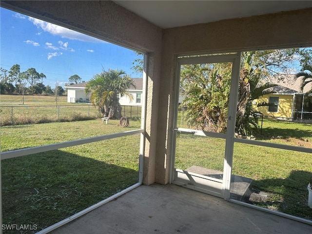 view of unfurnished sunroom