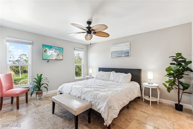 bedroom featuring ceiling fan