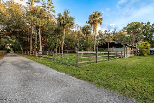 exterior space featuring a rural view