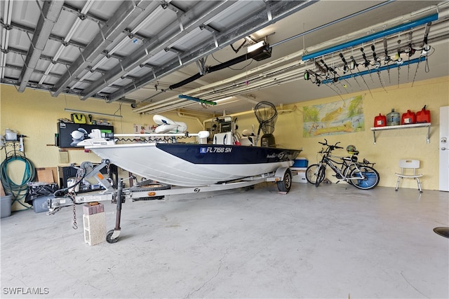 garage with a garage door opener