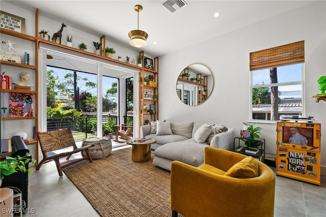 living room with plenty of natural light