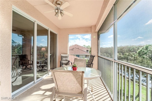 balcony with ceiling fan