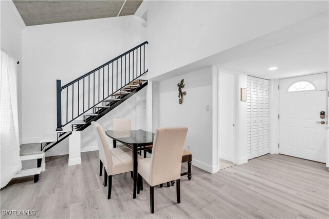 dining room with light hardwood / wood-style floors