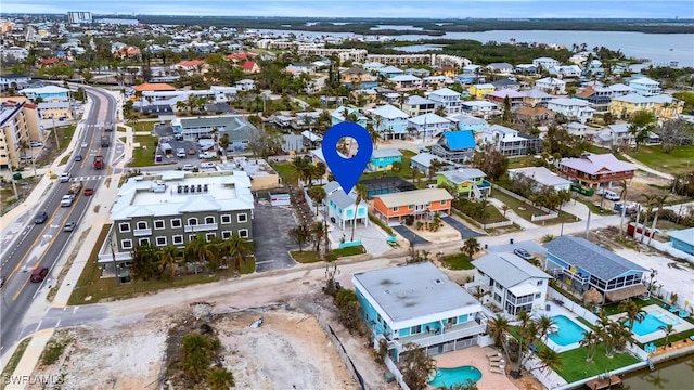 bird's eye view featuring a water view