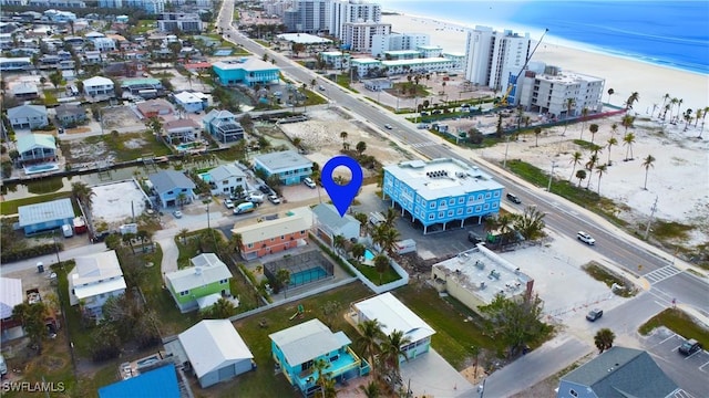 aerial view with a view of city and a water view