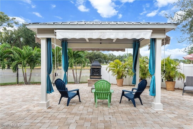 view of patio featuring a gazebo