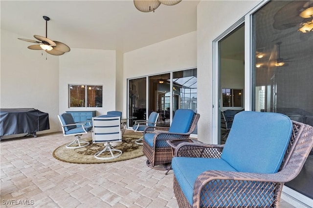 view of patio / terrace featuring grilling area and ceiling fan