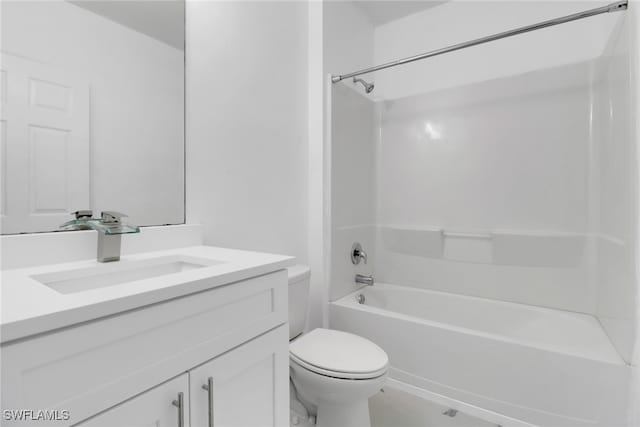 full bathroom with vanity, toilet, and bathtub / shower combination