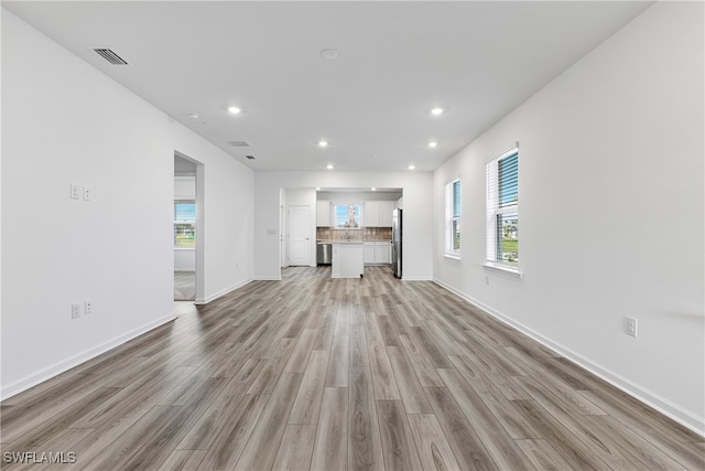 unfurnished living room featuring light hardwood / wood-style floors