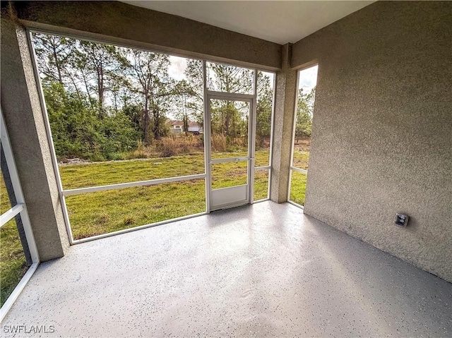 view of unfurnished sunroom