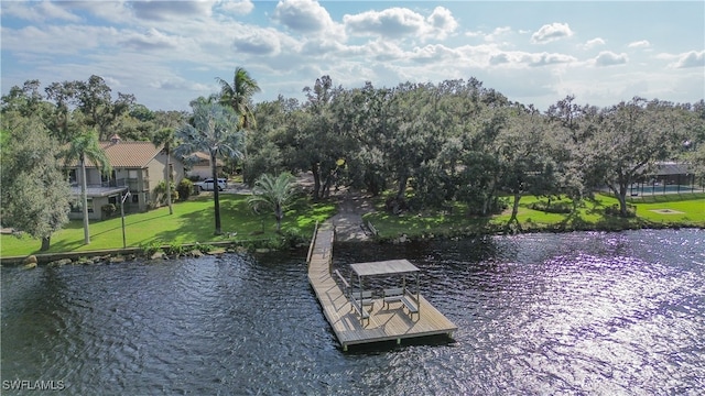 water view with a boat dock