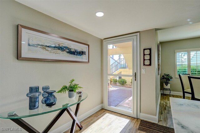 entryway featuring light hardwood / wood-style flooring