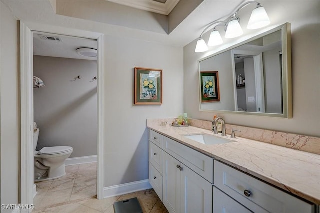 5103 Sunnybrook Ct Unit 3, Cape Coral, FL 33904 - bathroom featuring vanity, toilet, baseboards, and marble finish floors