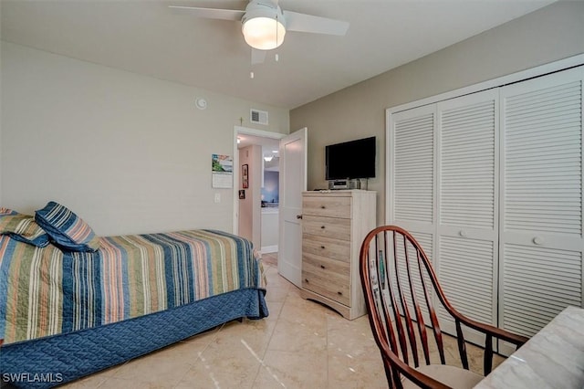 5103 Sunnybrook Ct Unit 3, Cape Coral, FL 33904 - bedroom with a closet and a ceiling fan