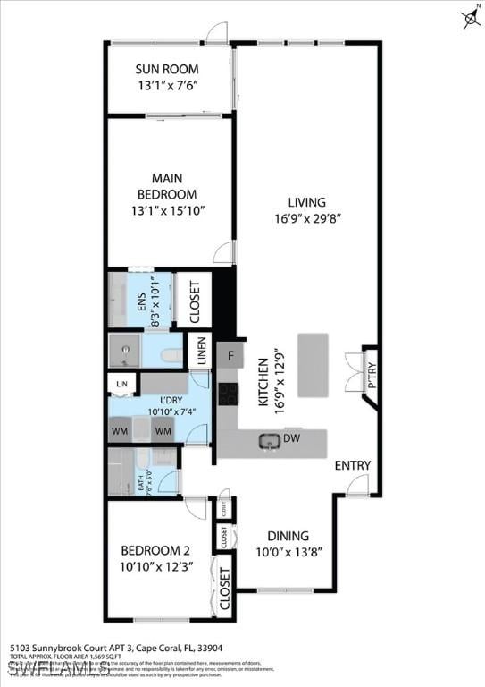 5103 Sunnybrook Ct Unit 3, Cape Coral, FL 33904 - floor plan / room layout