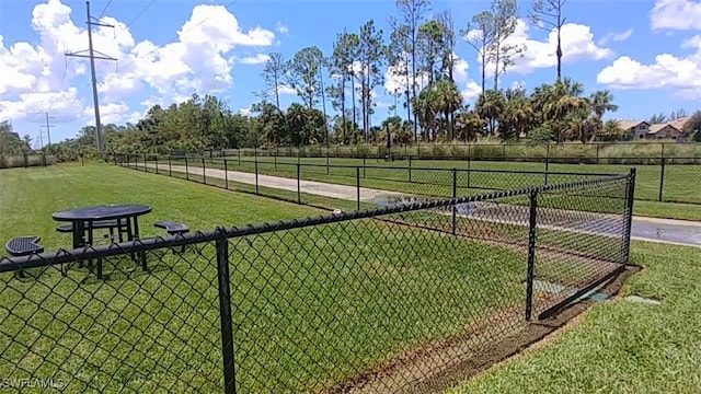 view of yard with a rural view