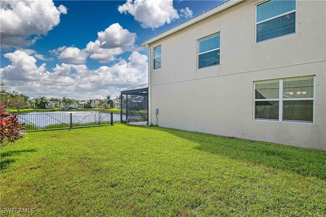 view of yard with a lanai